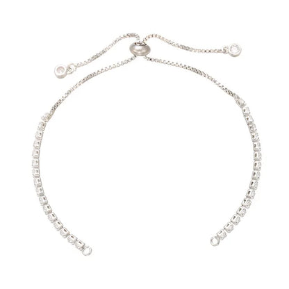 Cadena de pulsera ajustable de latón con diamantes de imitación – Cadena de joyería de 240 mm para pulseras, dijes y fabricación de joyas