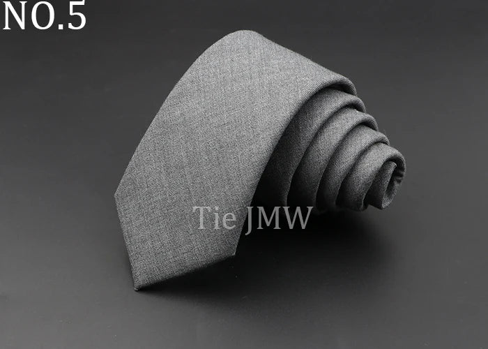 Men's 6cm Handmade Cotton Skinny Plaid Necktie – Slim Striped Grey Tie for Business, Casual & Wedding Wear