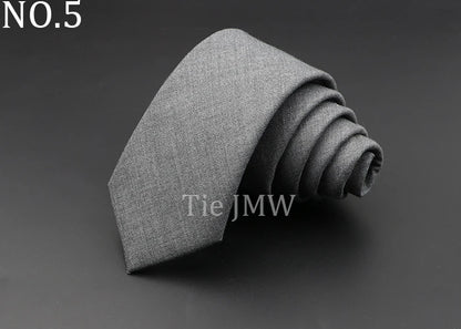 Men's 6cm Handmade Cotton Skinny Plaid Necktie – Slim Striped Grey Tie for Business, Casual & Wedding Wear