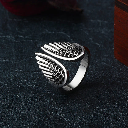 Silver-Tone Pterodactyl Wing Ring – Fashion Metal Statement Jewelry for Women & Men, Romantic Gift for Parties