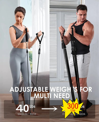 Juego de Bandas de Resistencia para Barra de Ejercicio – Expansor de Cuerda para Pilates y Yoga para Entrenamiento de Fuerza, Fisicoculturismo, Gimnasio en Casa y Ejercicios de Fitness