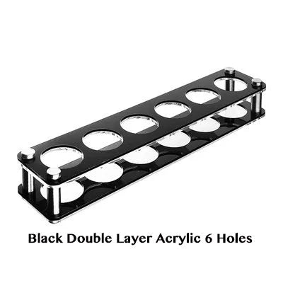 Wooden Acrylic Shot Glass Holder Rack, 6-Hole Single Row Wine Tasting Flight Tray, Shot Glass Display Stand, Bar Drink Serving Tray and Cup Storage Carrier