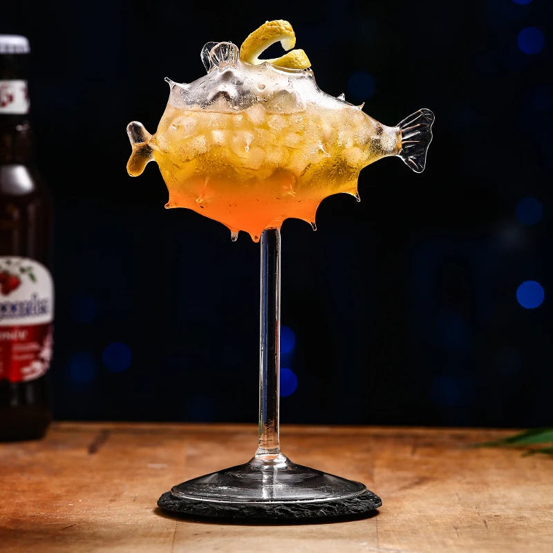 Creative Animal-Shaped Cocktail Glass, Porcupine Fish Swan Rose Octopus Bird Design Drinking Cup, Novelty Bar Drinkware for KTV, Night Parties and Gifts