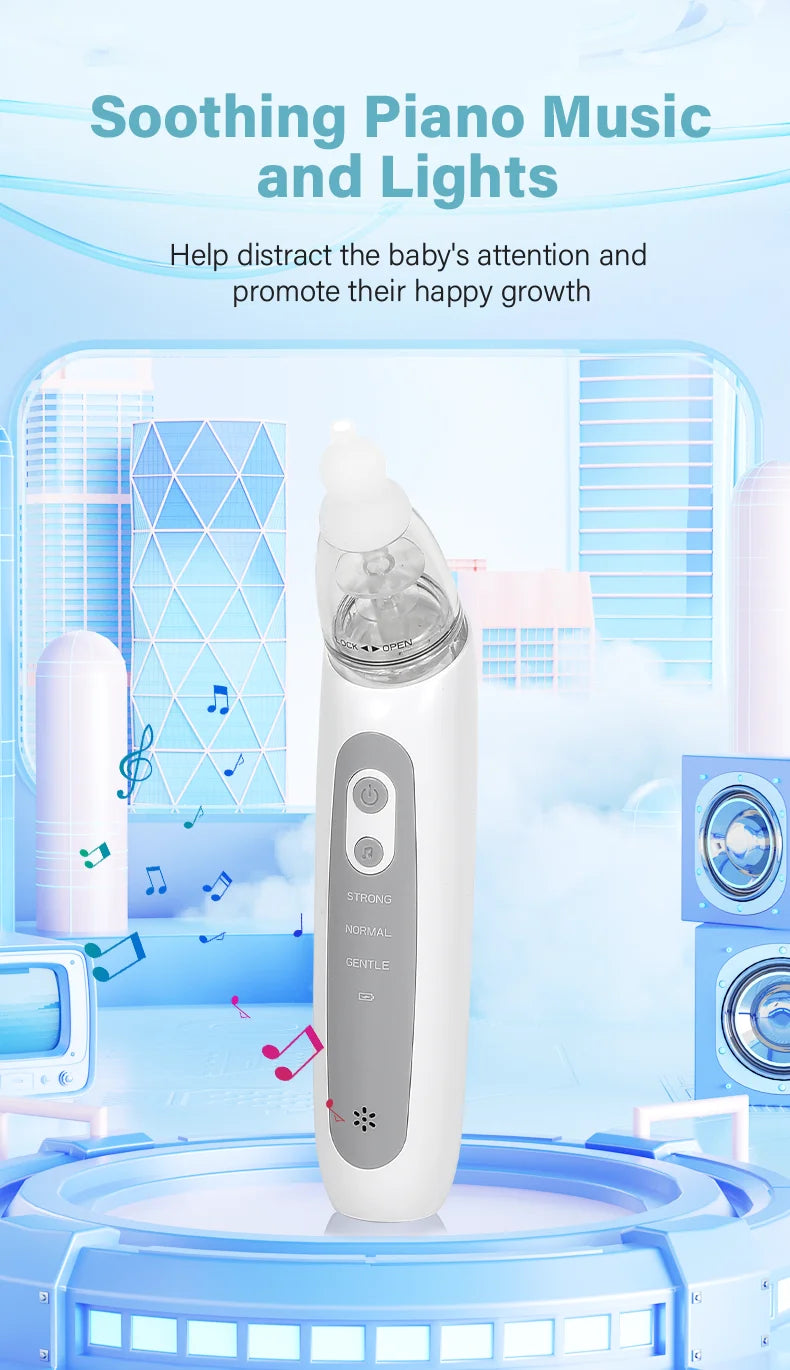 Aspirador nasal eléctrico recargable para bebés – Limpiador nasal portátil para recién nacidos y bebés con succión suave