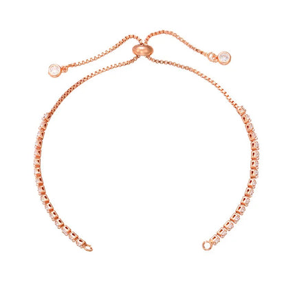 Cadena de pulsera ajustable de latón con diamantes de imitación – Cadena de joyería de 240 mm para pulseras, dijes y fabricación de joyas