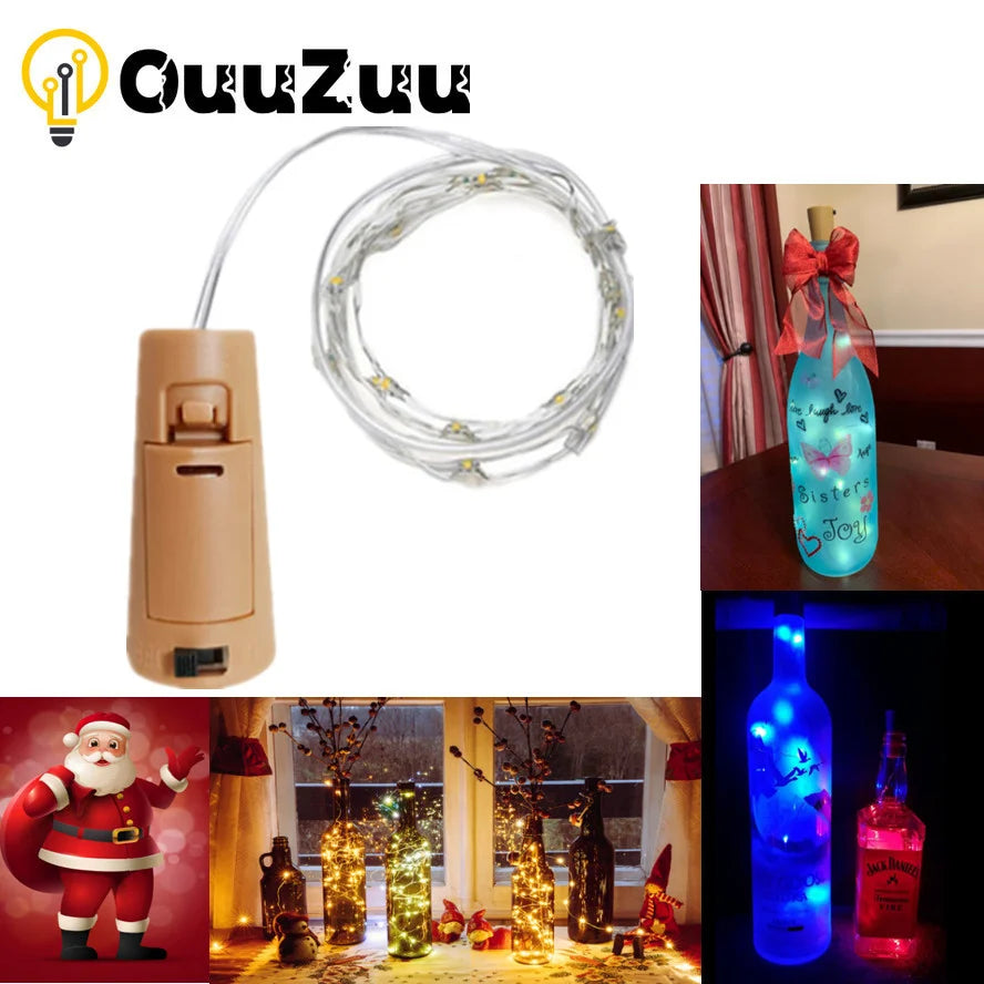 1M/2M/3M Wine Cork LED Bottle Lights – Battery-Powered String Lights for Party, Wedding, Christmas, Halloween & Bar Decor