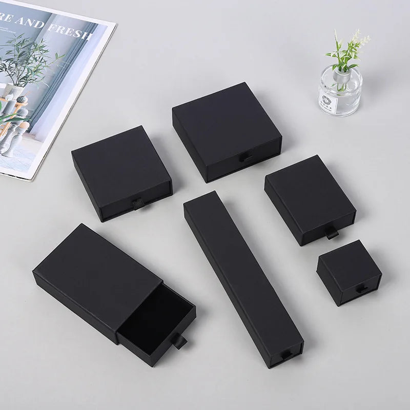 10 Cajas de regalo de joyería de papel para anillos, pendientes, collares, pulseras y empaques de recuerdos de boda