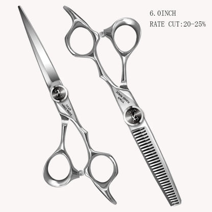 TITAN Kit de Ciseaux Professionnels de Coiffure – Ciseaux de Coupe et d'Effilage pour Barbiers, Ciseaux de Salon en Acier Japonais 440C 5.5/6.0/6.5/7.0 Pouces pour Coiffeurs et Barbiers