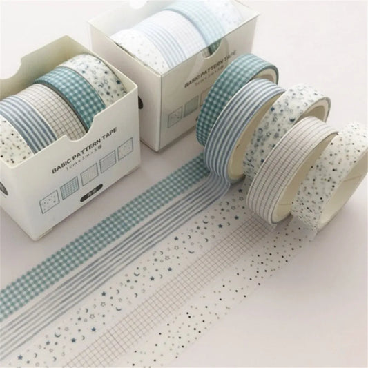 Set de 5 Cintas Washi de Luna y Estrellas – Cinta Adhesiva Decorativa Noche Estrellada para Scrapbooking, Diarios, Agendas y Manualidades DIY
