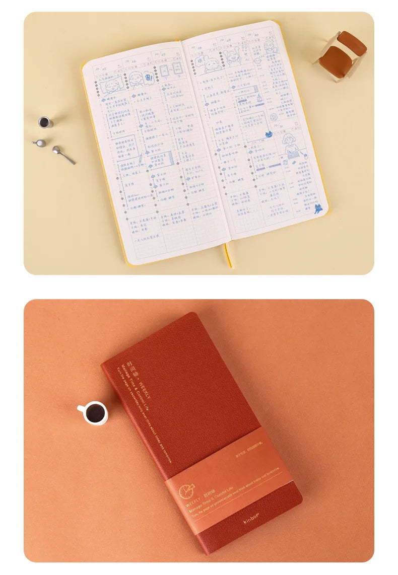 Kinbor Undated Weekly Planner – Portable Daily, Monthly & Schedule Journal Notebook