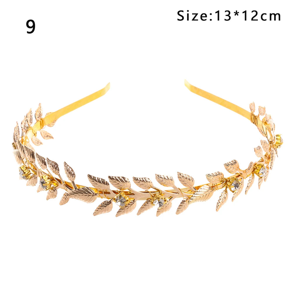 Vintage Gold Leaf Bridal Headband – Roman Greek Goddess Wedding Tiara Crown Hair Accessory for Women