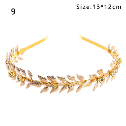 Vintage Gold Leaf Bridal Headband – Roman Greek Goddess Wedding Tiara Crown Hair Accessory for Women