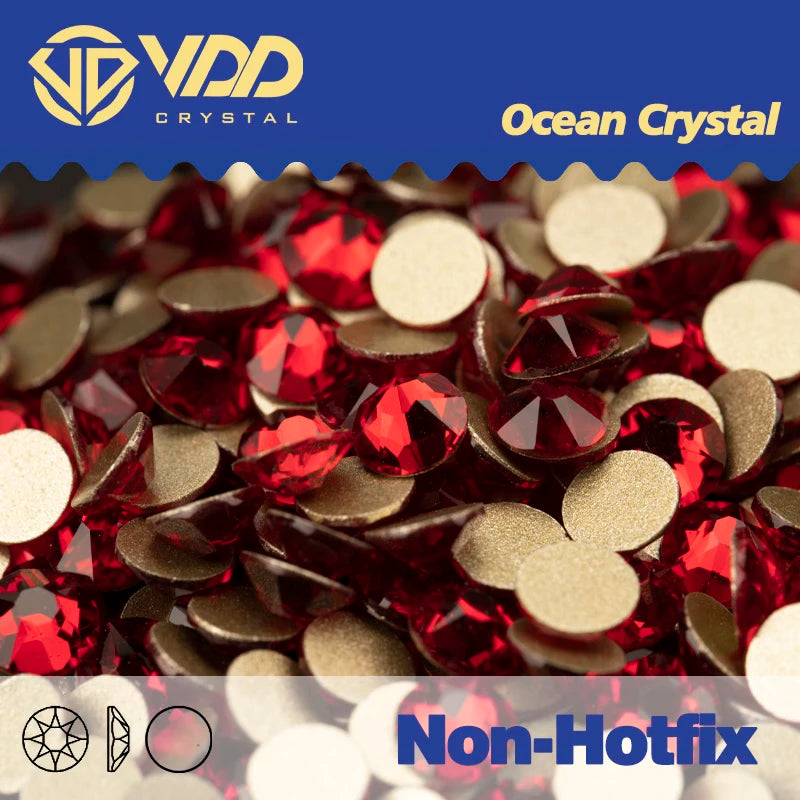 VDD 2088 Crystal Flower Nail Rhinestones – Non-Hotfix 8 Big & 8 Small Flatback Gems for Nail Art & DIY Decorations
