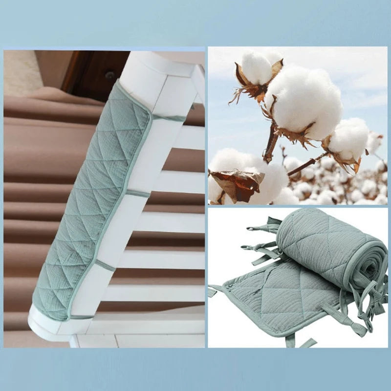 Protège-barreaux de lit en coton – Protection douce anti-morsure pour clôture de lit de bébé et barrière de sécurité