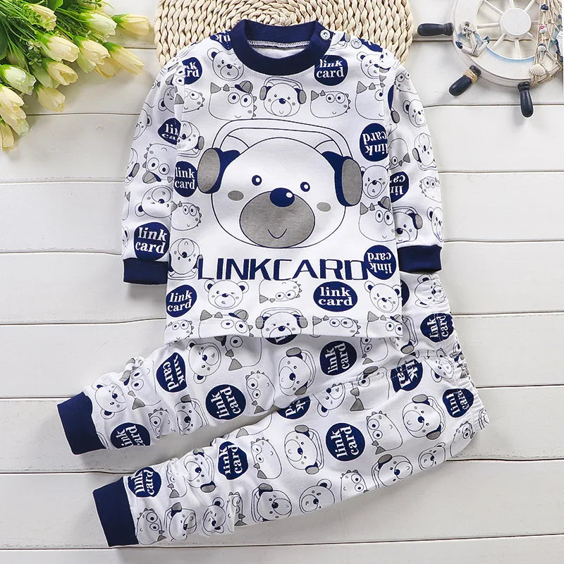 Conjunto de ropa de algodón para niños – Traje de otoño invierno para niños y niñas, cómodo conjunto de pijama de manga larga y pantalones, ropa informal de estar por casa para niños, ropa interior cálida y ropa de regalo de Navidad