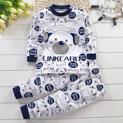 Conjunto de ropa de algodón para niños – Traje de otoño invierno para niños y niñas, cómodo conjunto de pijama de manga larga y pantalones, ropa informal de estar por casa para niños, ropa interior cálida y ropa de regalo de Navidad