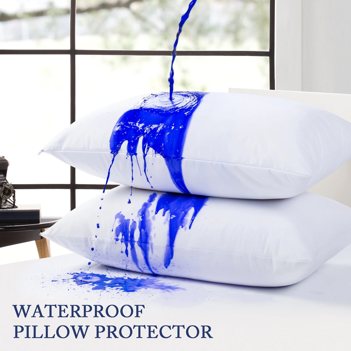 Waterproof Zippered Pillow Protector - Bed Bug & Dust Mite Proof Allergy Pillow Cover (1 Pack)