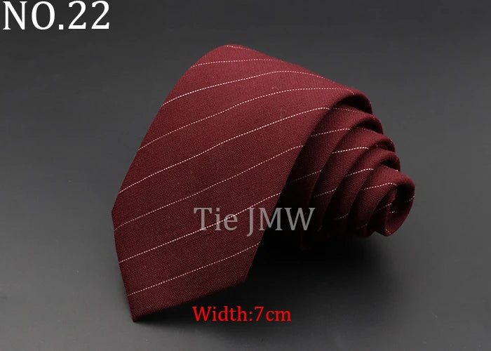 Men's 6cm Handmade Cotton Skinny Plaid Necktie – Slim Striped Grey Tie for Business, Casual & Wedding Wear