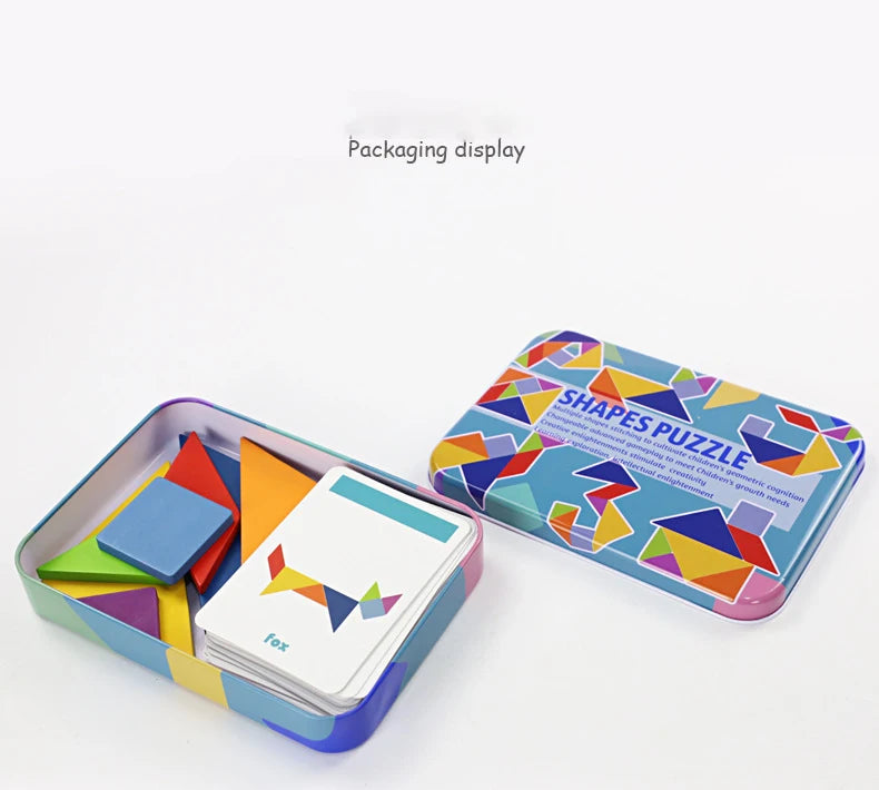 Rompecabezas de Tangram Montessori de Madera - Juego Educativo de Bloques de Construcción Preescolar, Rompecabezas Creativo de Lógica para Niños, Desarrollo Cerebral y Regalo Festivo