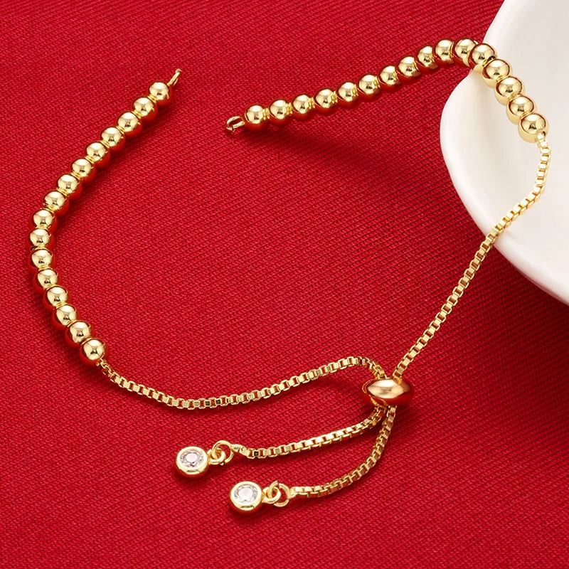 Cadena de pulsera ajustable de latón con diamantes de imitación – Cadena de joyería de 240 mm para pulseras, dijes y fabricación de joyas