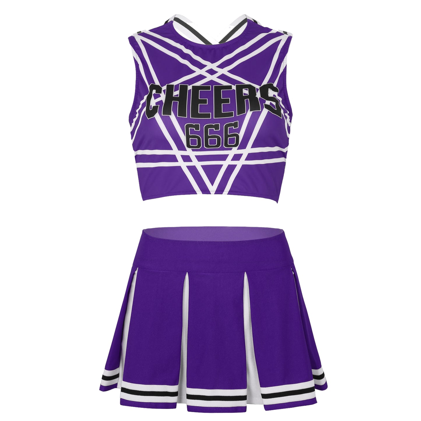 Women’s Cheerleader Cosplay Costume – Uniform Set (Crop Top + Mini Pleated Skirt, Carnival Outfit)