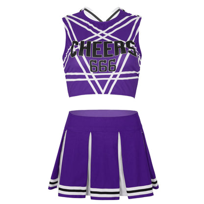 Women’s Cheerleader Cosplay Costume – Uniform Set (Crop Top + Mini Pleated Skirt, Carnival Outfit)