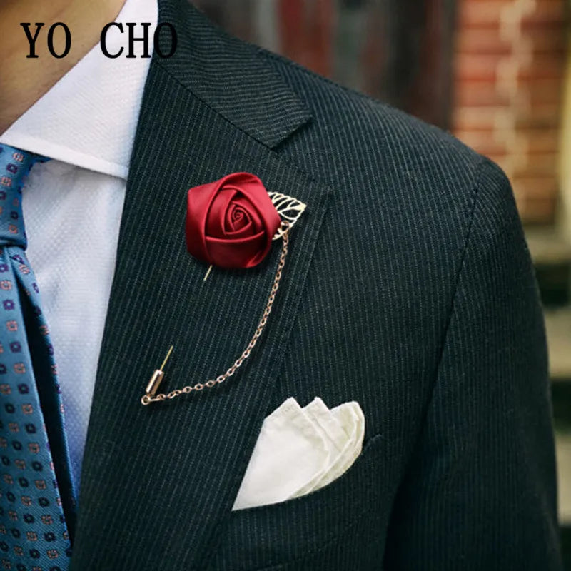 Boutonnière de seda para el novio y padrinos de boda – Pin de solapa floral para bodas, bailes de graduación y eventos formales