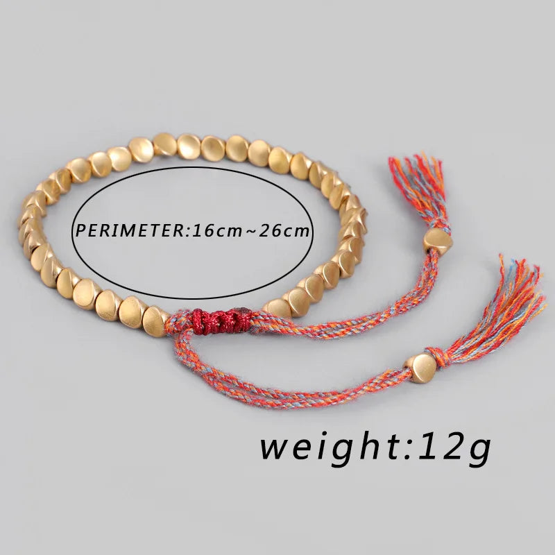 Handmade Tibetan Buddhist Copper Bead Bracelet – Lucky Braided Rope Bracelet & Bangle for Women & Men | Spiritual Fashion Jewelry Gift