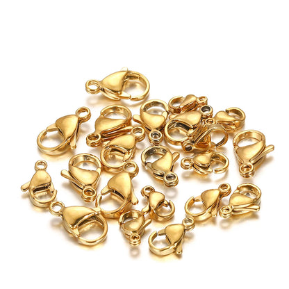 10–30 Broches de Langosta de Acero Inoxidable Chapado en Oro – Broches de Pinza para Pulseras, Collares y Suministros para Hacer Joyas DIY