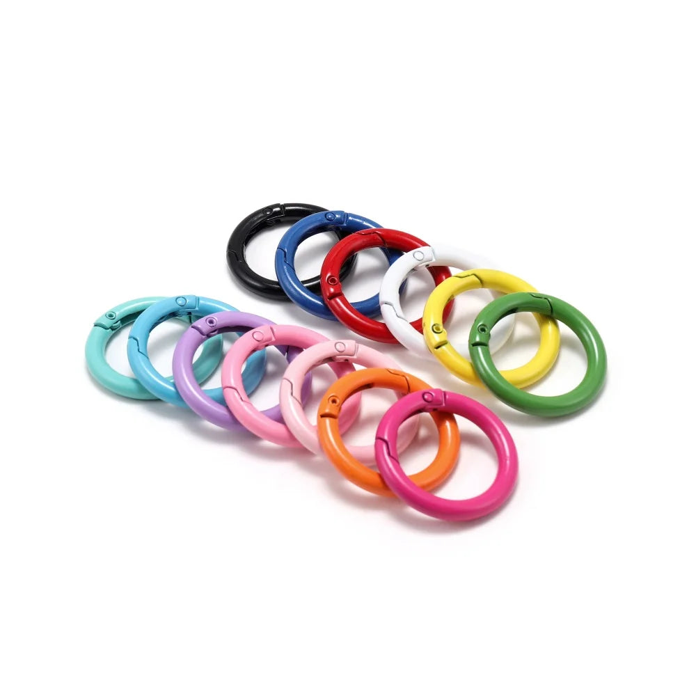 5-Piece Metal Spring O-Ring Carabiner Keychain Clips – Openable Round Buckle Connectors for DIY Keychains, Dog Chains & Jewelry Making
