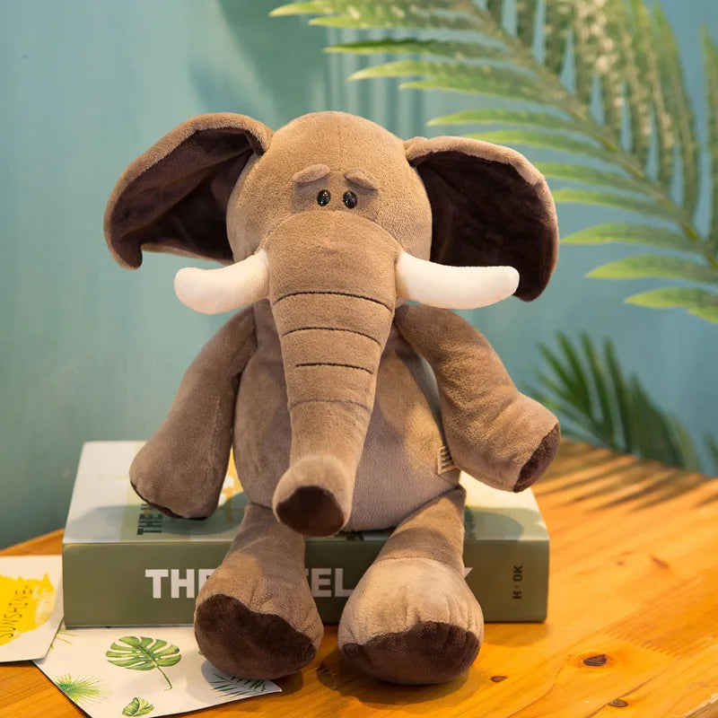 25CM Lifelike Safari Animal Plush Toys – Lion, Tiger, Elephant, Monkey, Leopard, Giraffe & Raccoon Stuffed Animals for Kids’ Gifts