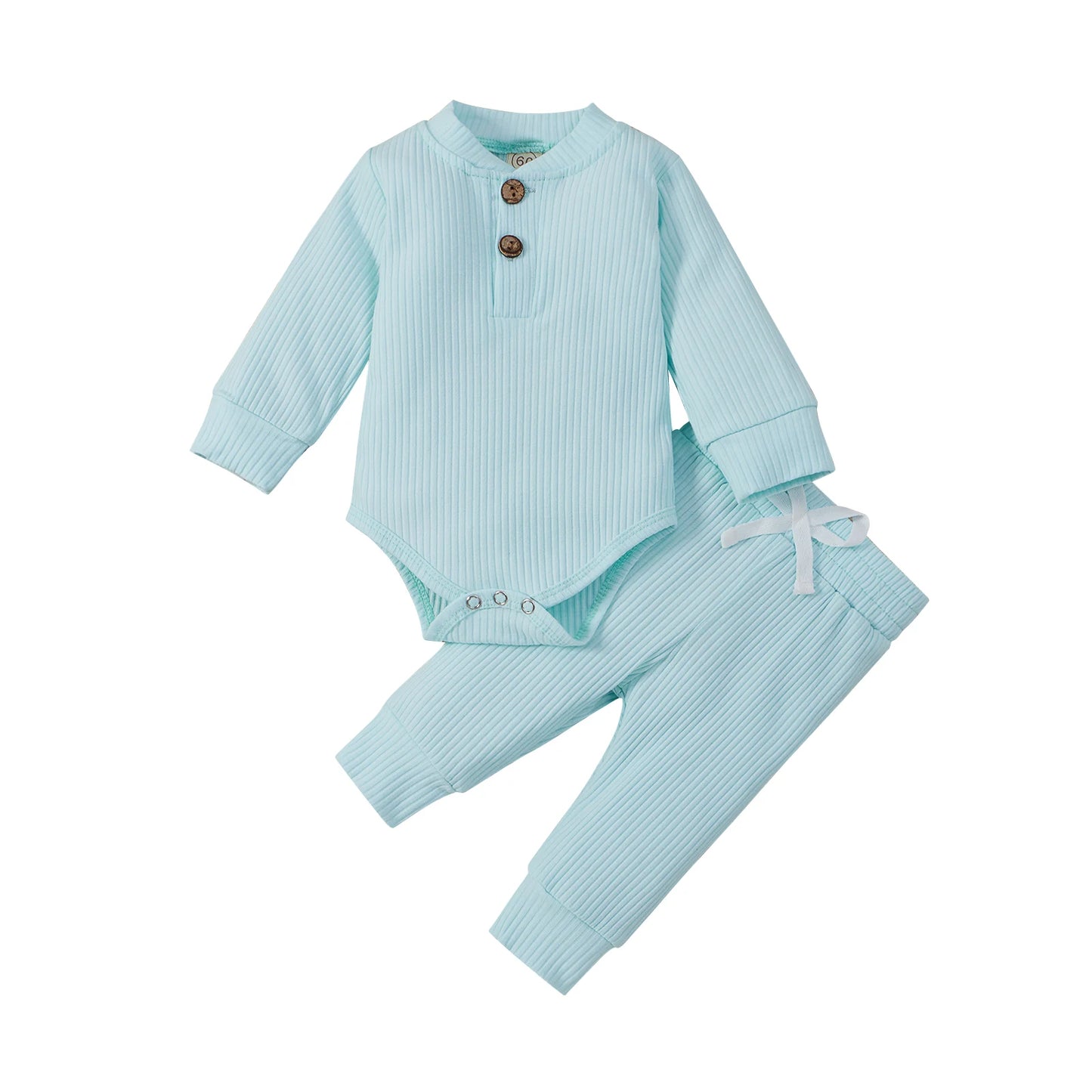 Conjunto de ropa para bebé recién nacido – Body de manga larga acanalado y a cuadros con pantalones elásticos, conjunto de 2 piezas de primavera y otoño para bebés y niñas, conjunto de ropa suave e informal para niños pequeños