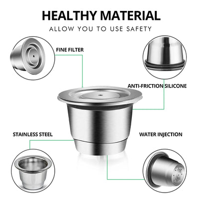 iCafilas Reusable Coffee Capsule – Stainless Steel Refillable Coffee Pod Filter Compatible with Nespresso Coffee Machines, Eco-Friendly Reusable Espresso Cup for Home Brewing