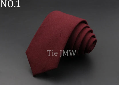 Men's 6cm Handmade Cotton Skinny Plaid Necktie – Slim Striped Grey Tie for Business, Casual & Wedding Wear