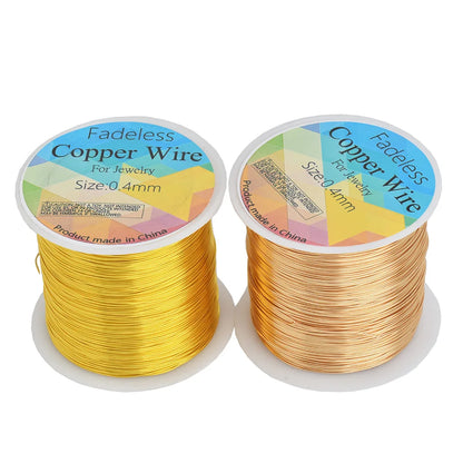 Alambre de Cobre para Joyería Resistente al Deslustre (0.3mm, 0.4mm y 0.5mm) – Alambre para Cuentas de Manualidades para Fabricación de Joyas y Artesanías DIY