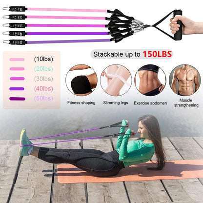 Juego de Bandas de Resistencia para Barra de Ejercicio – Expansor de Cuerda para Pilates y Yoga para Entrenamiento de Fuerza, Fisicoculturismo, Gimnasio en Casa y Ejercicios de Fitness