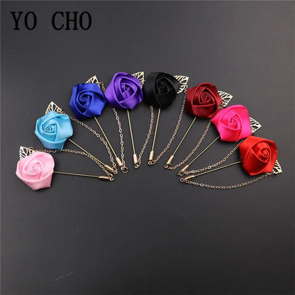 Boutonnière de seda para el novio y padrinos de boda – Pin de solapa floral para bodas, bailes de graduación y eventos formales