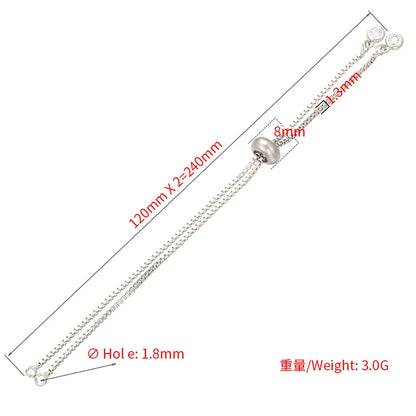Cadena de pulsera ajustable de latón con diamantes de imitación – Cadena de joyería de 240 mm para pulseras, dijes y fabricación de joyas