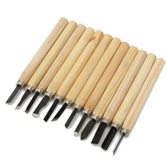 Juego de 12 formones para tallado en madera – Herramientas manuales profesionales para tallado detallado en madera