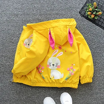 Cute Cartoon Animal Kids Jacket, Hooded Windbreaker for Baby Boys and Girls Ages 1-6, Lightweight Spring and Autumn Zipper Coat