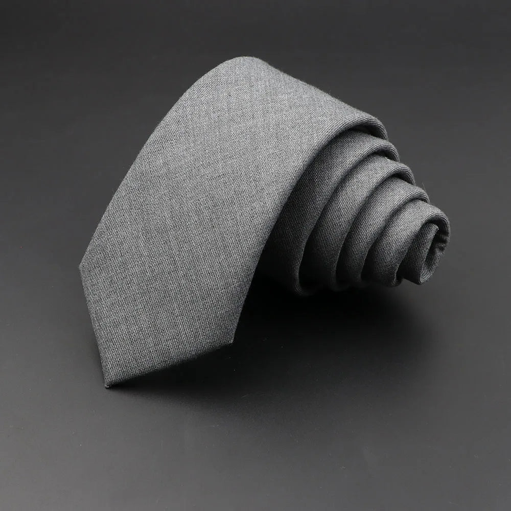 Men's 6cm Handmade Cotton Skinny Plaid Necktie – Slim Striped Grey Tie for Business, Casual & Wedding Wear