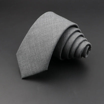Men's 6cm Handmade Cotton Skinny Plaid Necktie – Slim Striped Grey Tie for Business, Casual & Wedding Wear