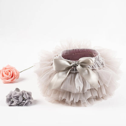 2PCS Baby Girls' Tulle Tutu Bloomers Set – Newborn Diaper Cover Skirt with Matching Headband, Rainbow Princess Outfit for Infants