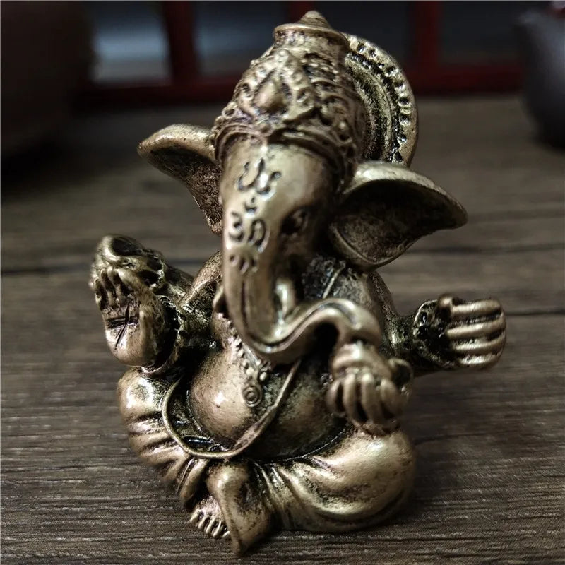 Statue de Ganesha en bronze – Figurine de sculpture du dieu éléphant hindou pour décoration de maison, de bureau, décoration spirituelle et cadeau