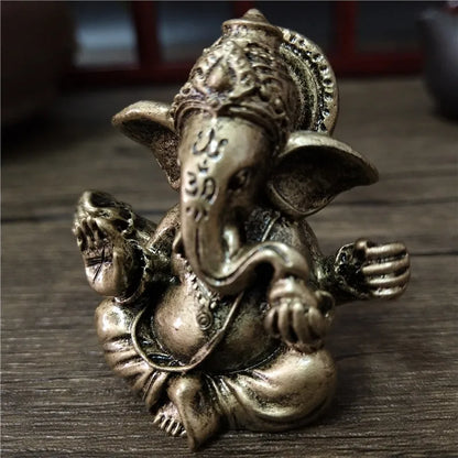 Statue de Ganesha en bronze – Figurine de sculpture du dieu éléphant hindou pour décoration de maison, de bureau, décoration spirituelle et cadeau