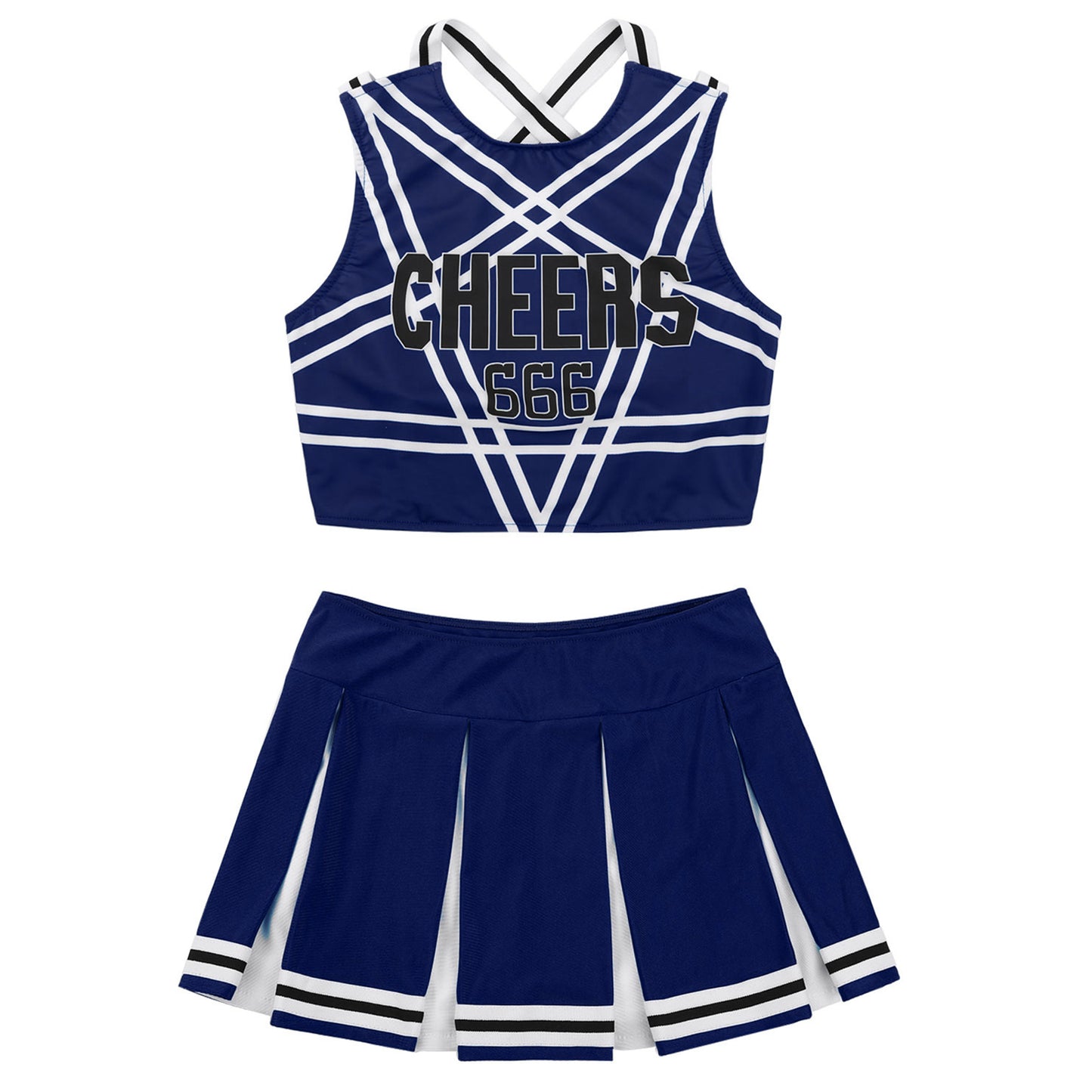 Women’s Cheerleader Cosplay Costume – Uniform Set (Crop Top + Mini Pleated Skirt, Carnival Outfit)
