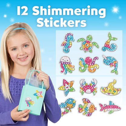 Kit de pegatinas de pintura de diamantes grandes de 12 piezas – Manualidades de mosaico de unicornio, animales y vida marina para niños