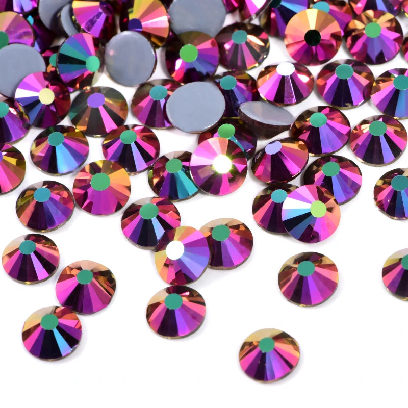 Set de diamantes de imitación de fijación en caliente de 1440 piezas – Piedras de cristal brillante de base plana para decoración de uñas, ropa y manualidades