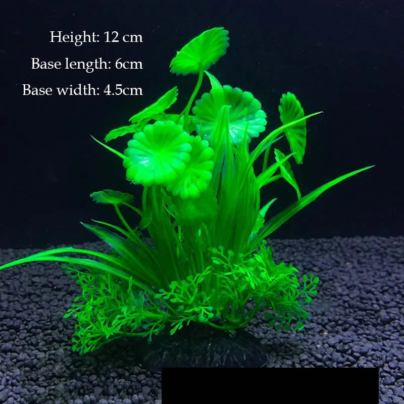Artificial Underwater Aquarium Plants – Plastic Aquatic Fake Shrubs & Green Water Grass for Fish Tank Landscaping, Realistic Simulated Decor
