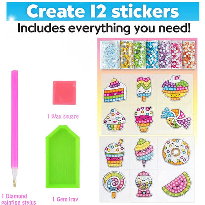 Kit de pegatinas de pintura de diamantes grandes de 12 piezas – Manualidades de mosaico de unicornio, animales y vida marina para niños